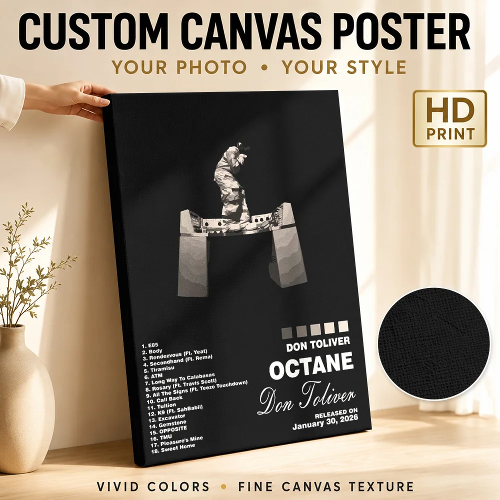 Don Toliver Octane Music Wood Framed Canvas Print Personalized Photo, Album Cover Wall Art For Bedroom Record Collector Gift