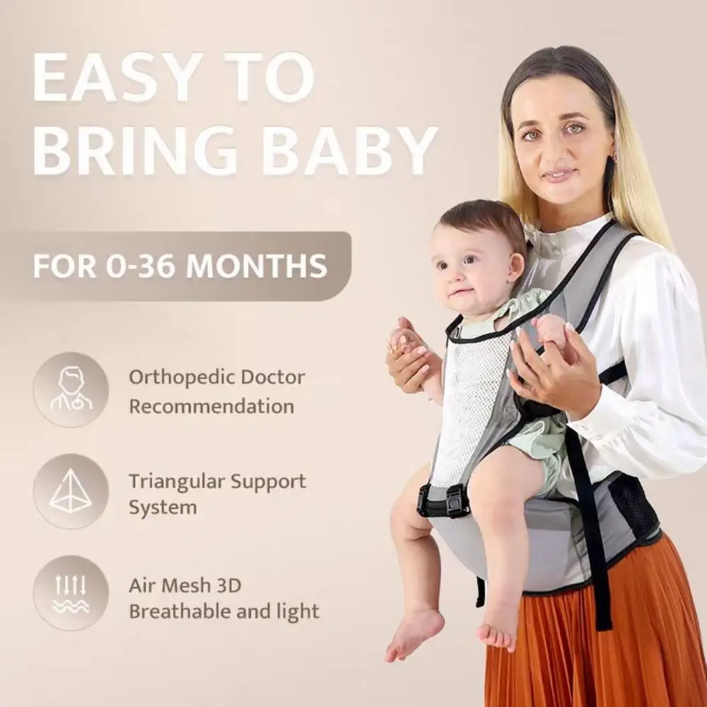 

Swaddle Wrap Baby Carrier Backpack Adjustable Straps Breathable Fabric Baby Waist Stool Comfortable Hands-Free