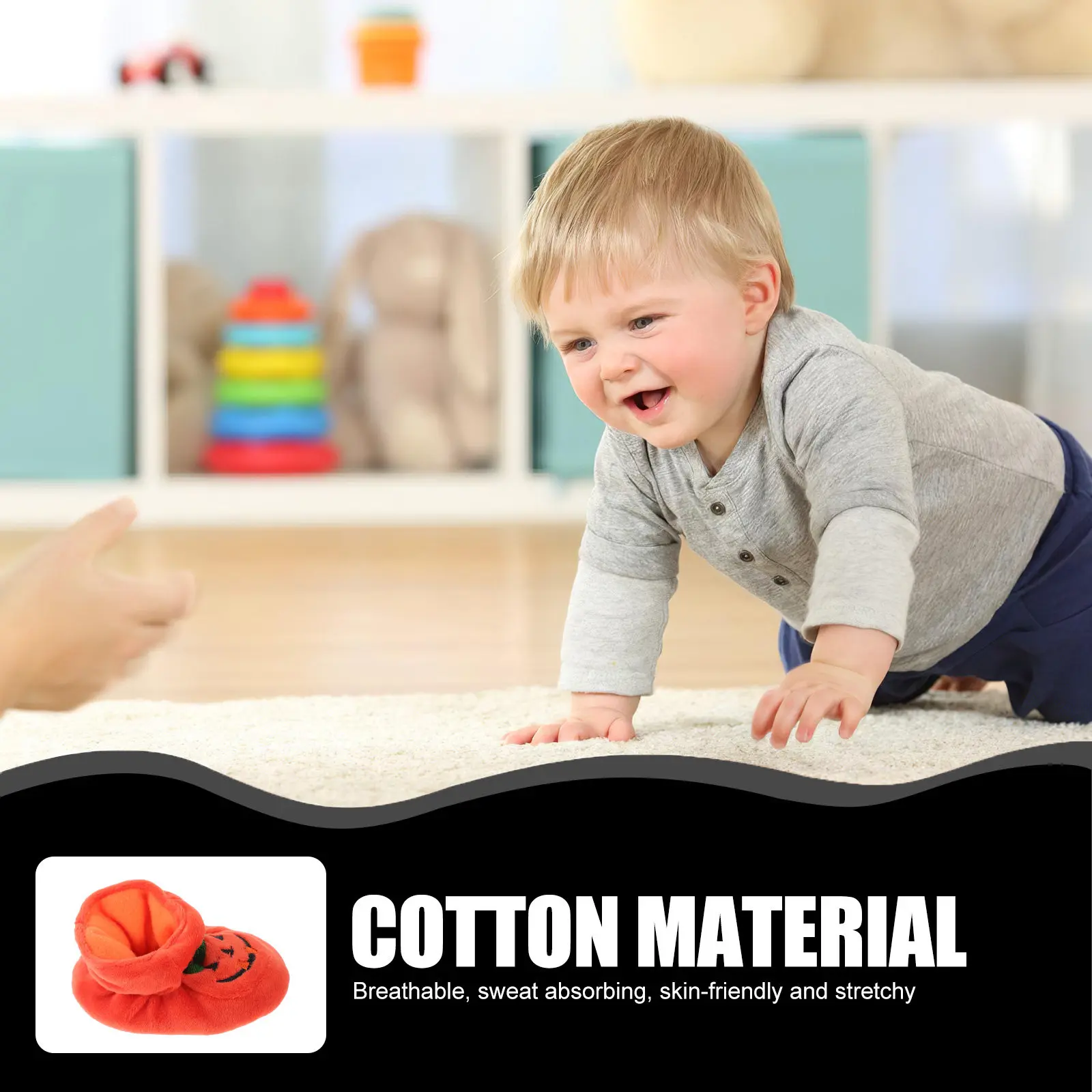 1Pair Cotton Toddler Shoes Anti-Slip Bottom Soft Breathable Skin-Friendly Prewalker Infant Shoes for Cold Winter Use