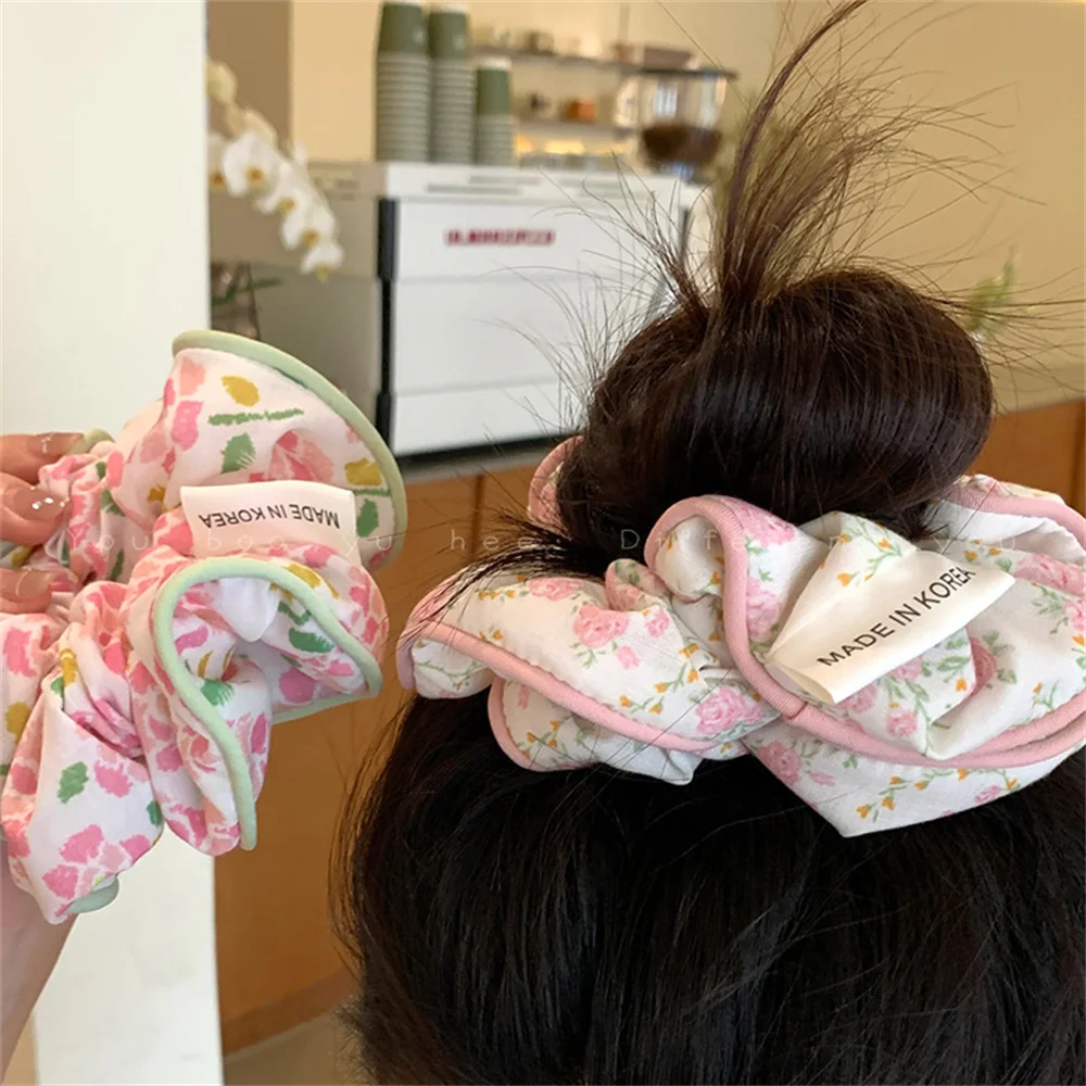 Pink Printed Large Intestine Hair Ring Hair Rope Simple Hair Accessories Ponytail Without Damaging The Hair Rope