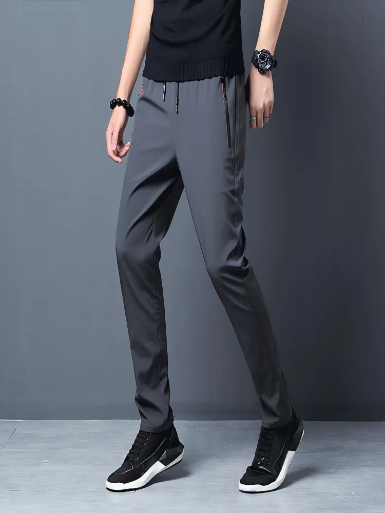

Summer men's ice silk quick-drying casual pants, slim-fit Korean-style ice silk pants, sport pants, straight-leg quick-drying pa