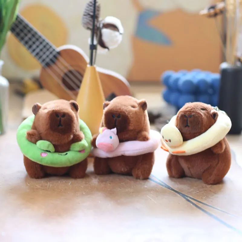 ZAKOL Neue Nette Kreative Schwimmen Ring Capybara Spielzeug Plüsch-schlüsselanhänger Puppe Tasche Dekoration Anhänger Täglichen Party Geburtstag Geschenk