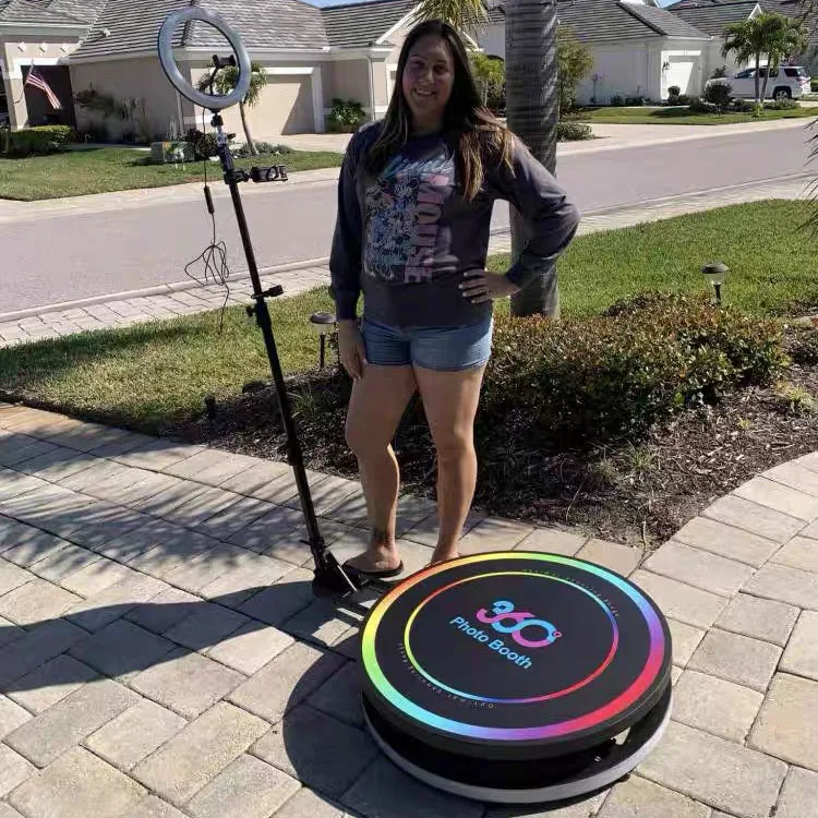 Video Cabina Overhead 360 Photo Booth Machine for Parties Automatic Spinning Remote Controlled APP Connection With Light