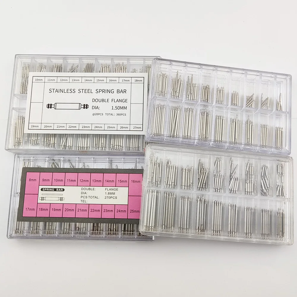 

144-270-360-pcs/Set Watch Accessories Watchband Stainless Steel Metal Spring Bars 8mm - 27mm Strap Belt Repair Tools