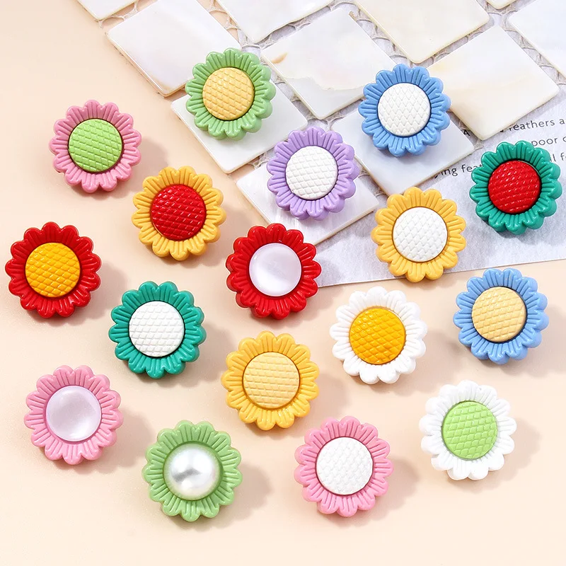 New Arrival Cartoon Baby Lovely Resin Flower Buttons For Kid Sweater Cardigan Coat DIY Sewing Needlework 18MM 6PCS/LOT KD3006