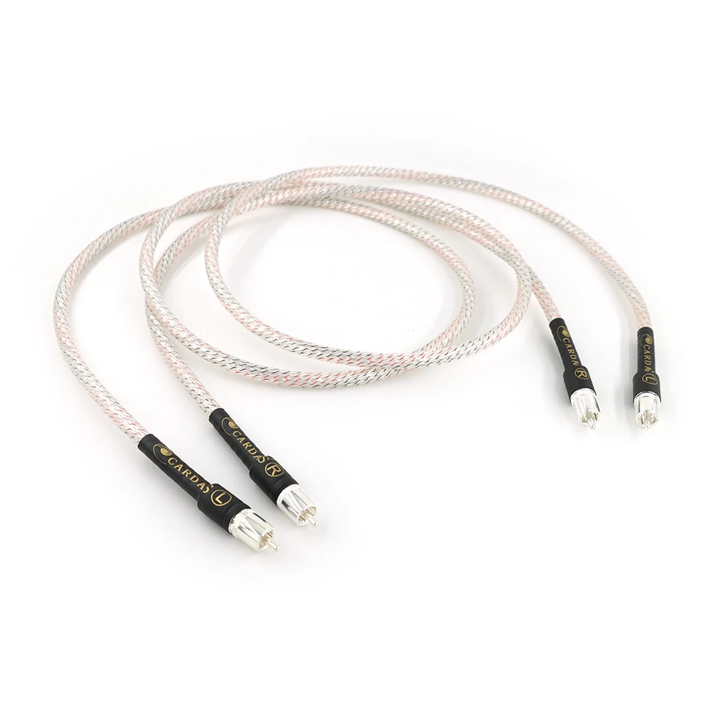 Pair Hight Quality  7N silver plated audio RCA interconnect cable with  fiber RCA plug connector