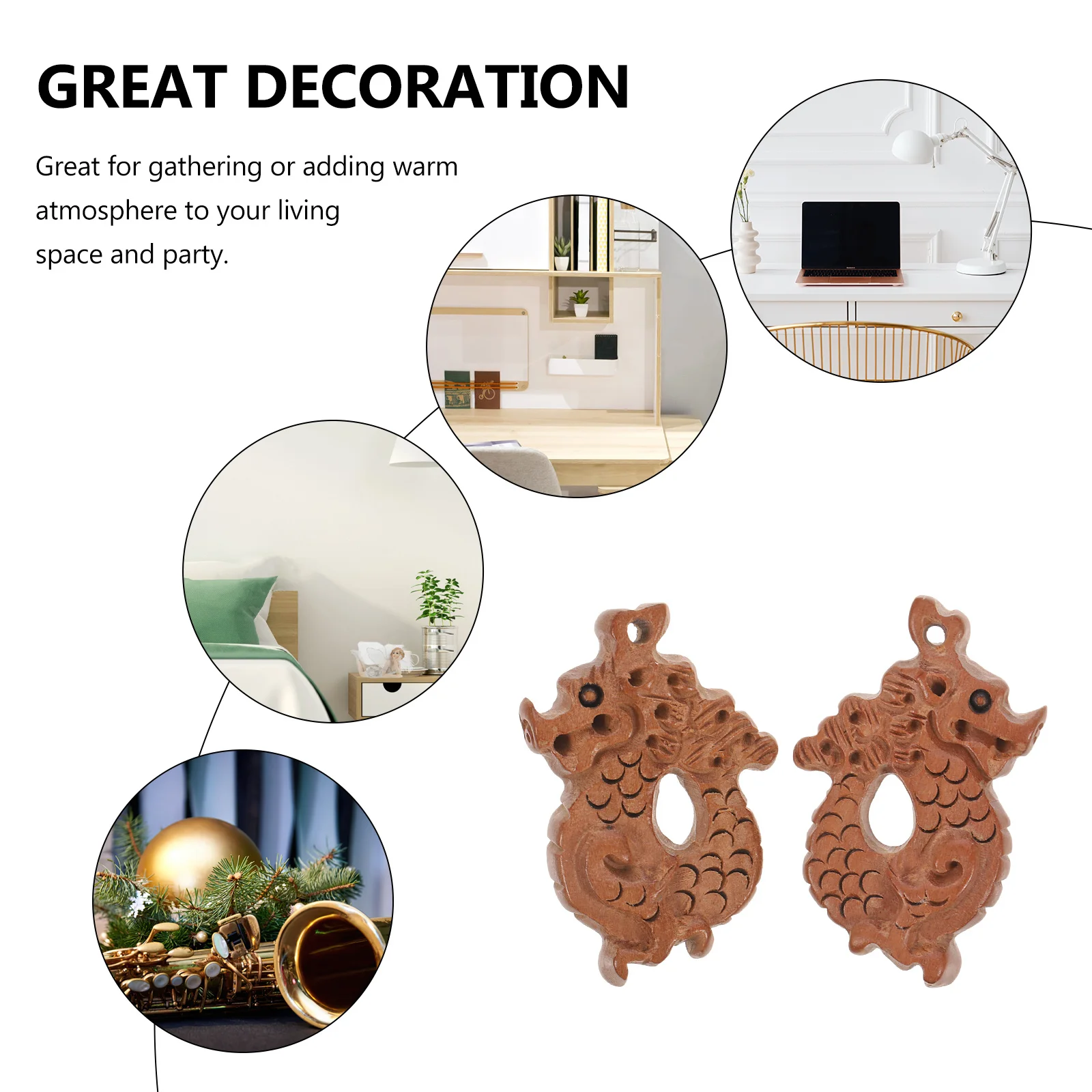 

2Pcs Wooden Dragon Craft Statue Chinese Zodiac Desktop Ornament Wealth Prosperity Decoration Dragon Statue Office Decor