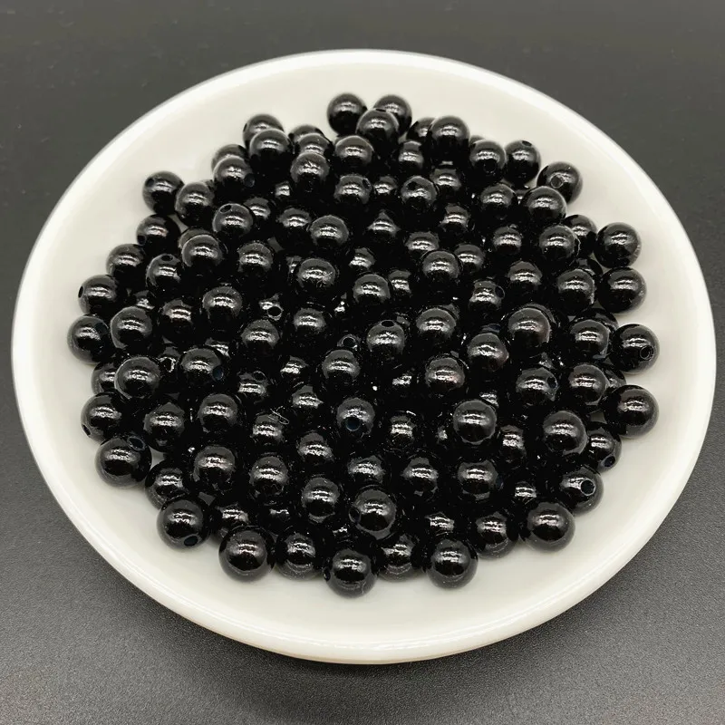 4/6/8/10mm Black Purple Acrylic Pearl Round Spacer Loose Beads fashion Jewelry Making Accessory  DIY #BZ19
