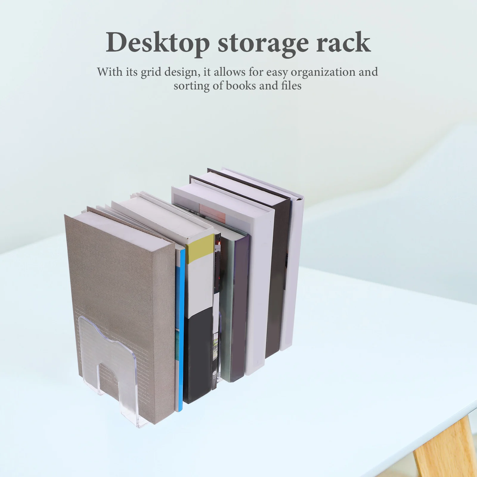 

4Pcs Office Desktop Storage Rack Transparent File Holder Document Organizer School File Organizer Bookshelf Book Storage Holder