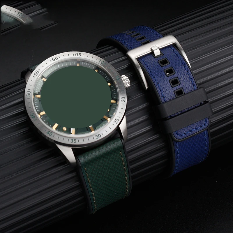 Correia de silicone para homens, fivela de aço inoxidável, acessórios elegantes para relógios, borracha de alta qualidade 20mm 22mm 24mm