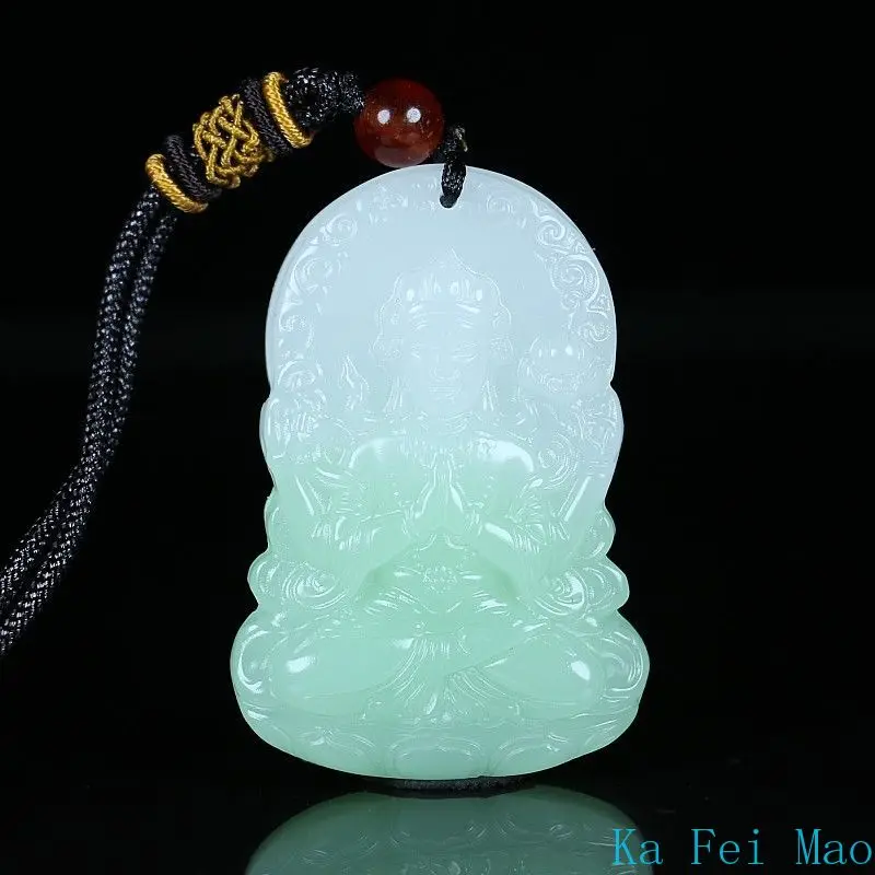 100% Hotan الجاديت الأخضر والأزرق متعدد الألوان ألف يد قوانيين قلادة عصرية للرجال والنساء