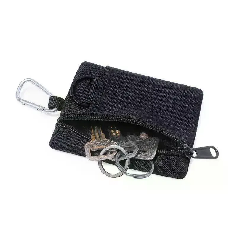 Mini Nylon Coin Purse Casual Zipper Closure Key Pouch Lightweight Small Storage Bag for Sports Travel Students Use