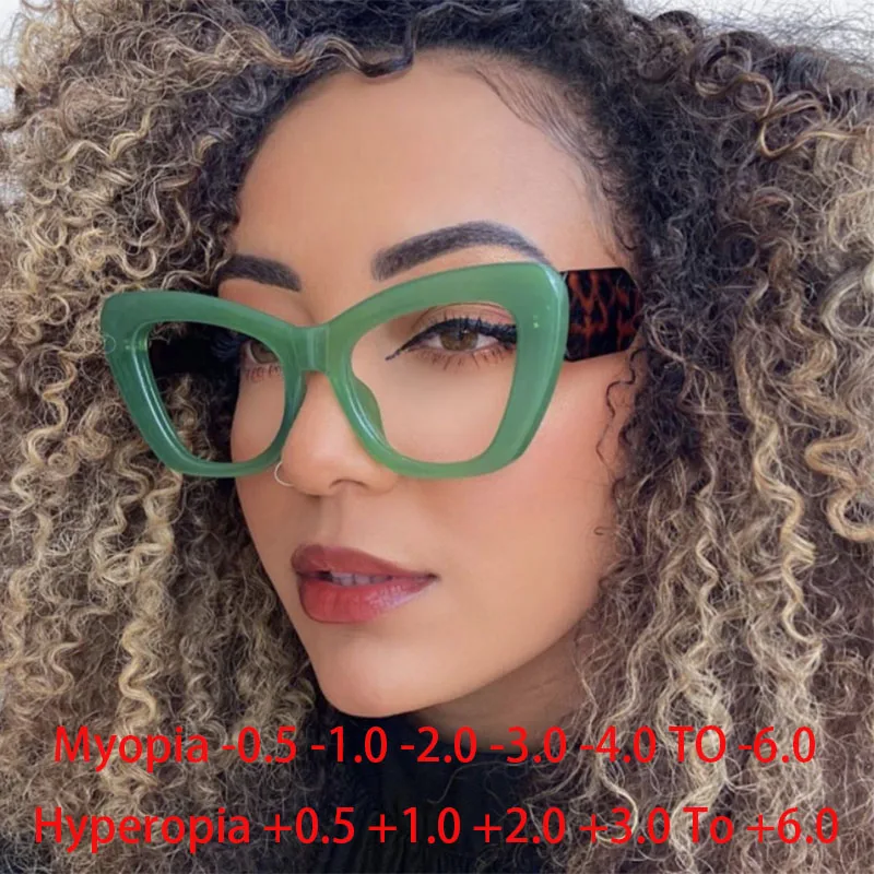 Cat Eye Color Matching Clear Lens Glasses Myopia Nerd Spectacles Degree -0.5 -1.0 -2.0 to -6.0, Fashion Hyperopia +0.5 to +6.0