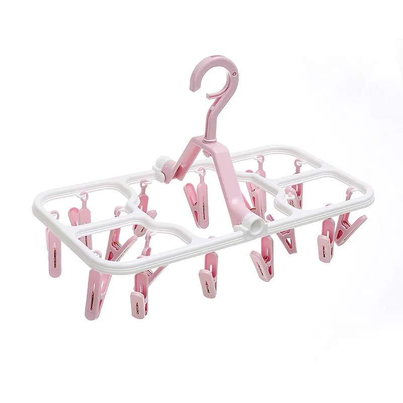 

Multi-clip windproof clothes drying rack, plastic folding clothes drying rack, underwear rack.