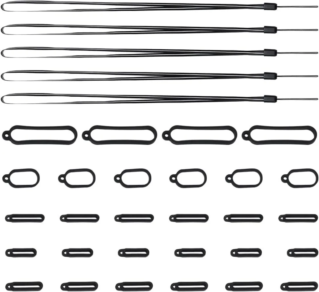 Pemegang cincin karet silikon, anti-hilang 13/16/19/25/55mm dengan 5 buah liontin tali Lanyard kit pembuatan tali