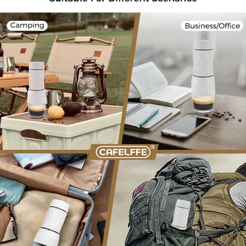 Cafelffe 3 In1 Machine à café Portable eau chaude/froide Machine à expresso manuelle pour capsules et presse à main moulu cafetière randonnée voyage