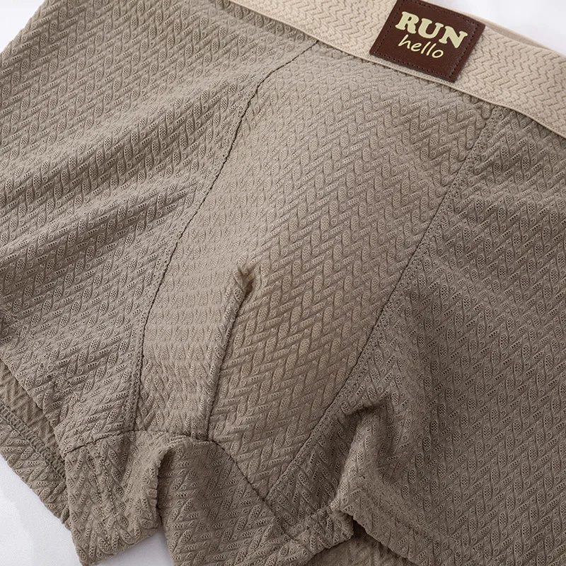 New Spring and Summer Men's Underwear, Ice Silk Breathable Jacquard Boxer Briefs, Thin Style, Youth Mid-Waist Comfortable Shorts