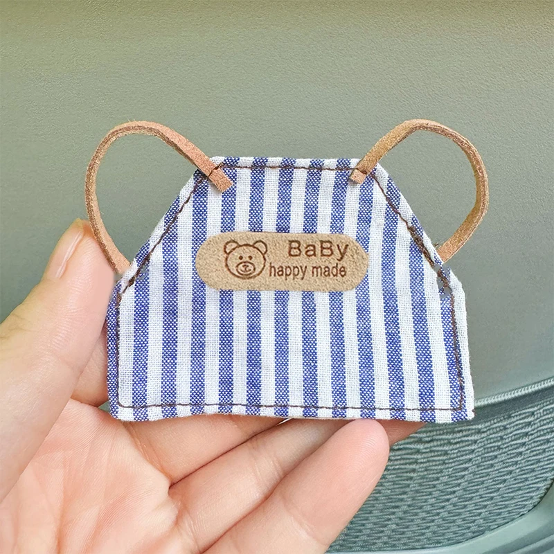 Nieuwe Wollen Pop DIY Retro Denim Schort Poppenkleertjes Mini Pop Plaid Gestreepte Schort Speelgoed