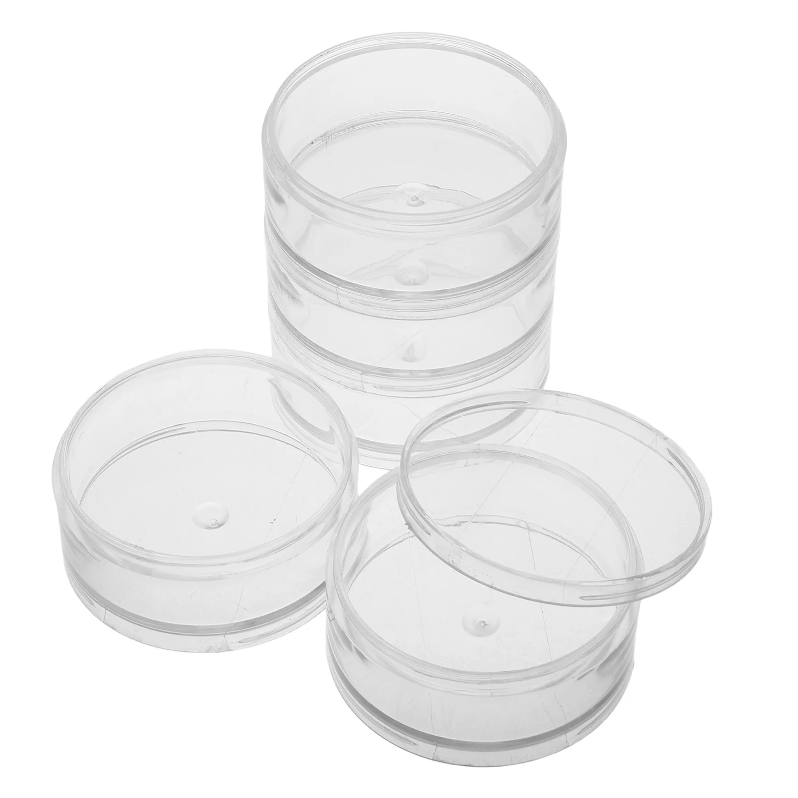 

Прозрачная соединенная коробка для хранения с круглым горлышком для ювелирных изделий, мелких деталей, прозрачный органайзер, штабелируемые пластиковые контейнеры