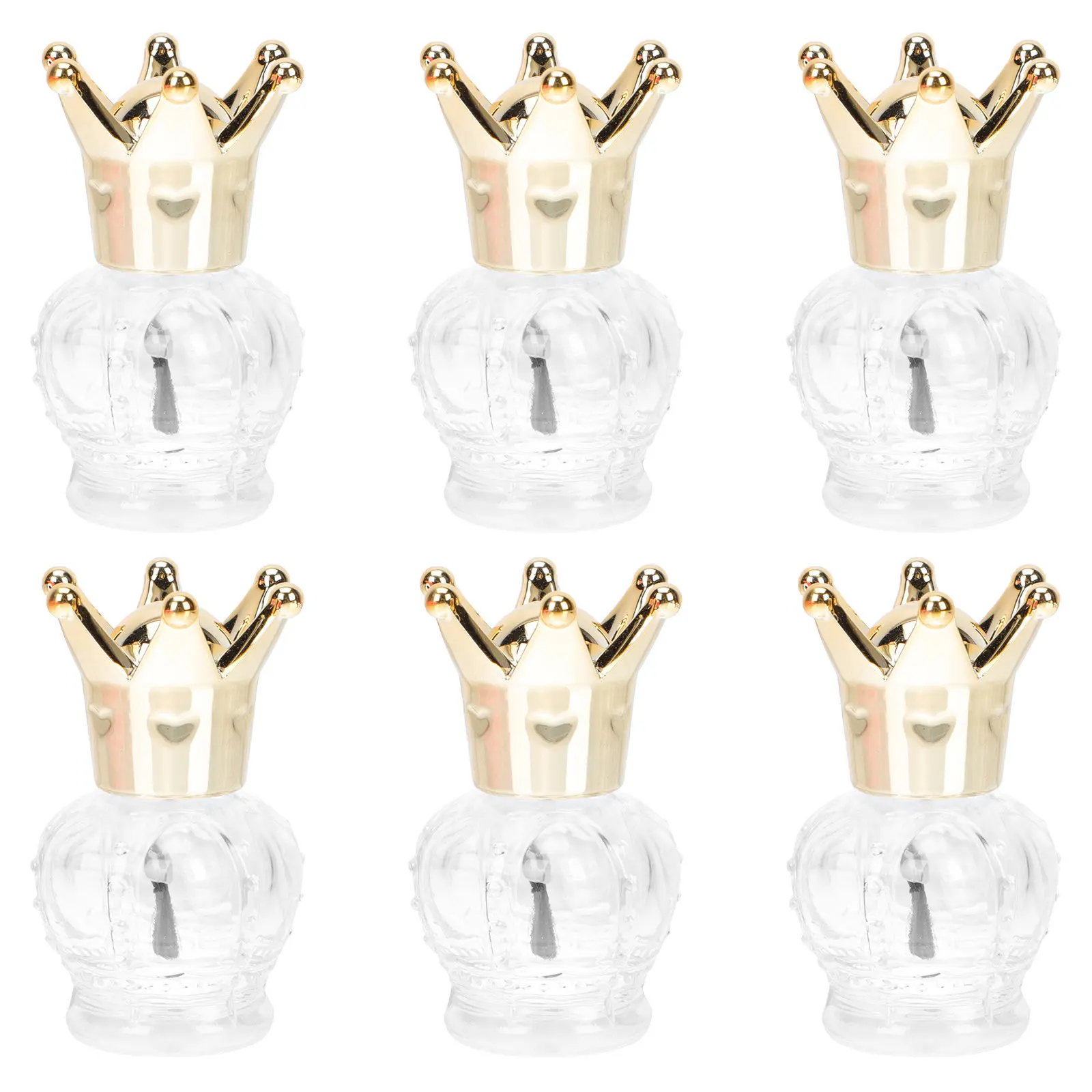 

6Pcs Delicate Nail Polish Bottles Glass Empty Sub Package Bottles Safe Hygienic Brush Lid Portable Mini Nail Art Liquid Holders