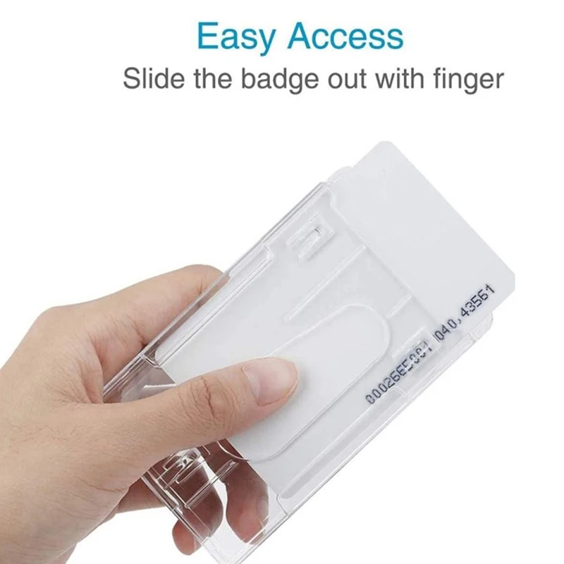 1pc Double Badge Holder Vertical 2 Card Badge Holder With Thumb Slots Hard Transparent Case Protector With Retractable Badge