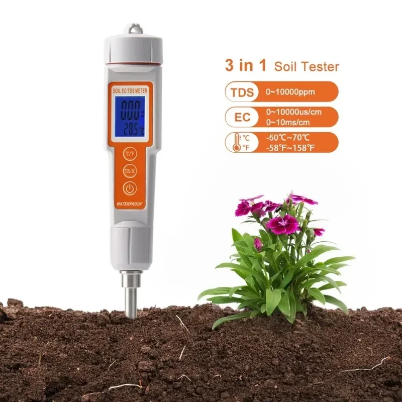 Professional Soil Meter TDS/EC/Temperature Quality Tester for Plant Crop Agriculture Forestry Horticulture