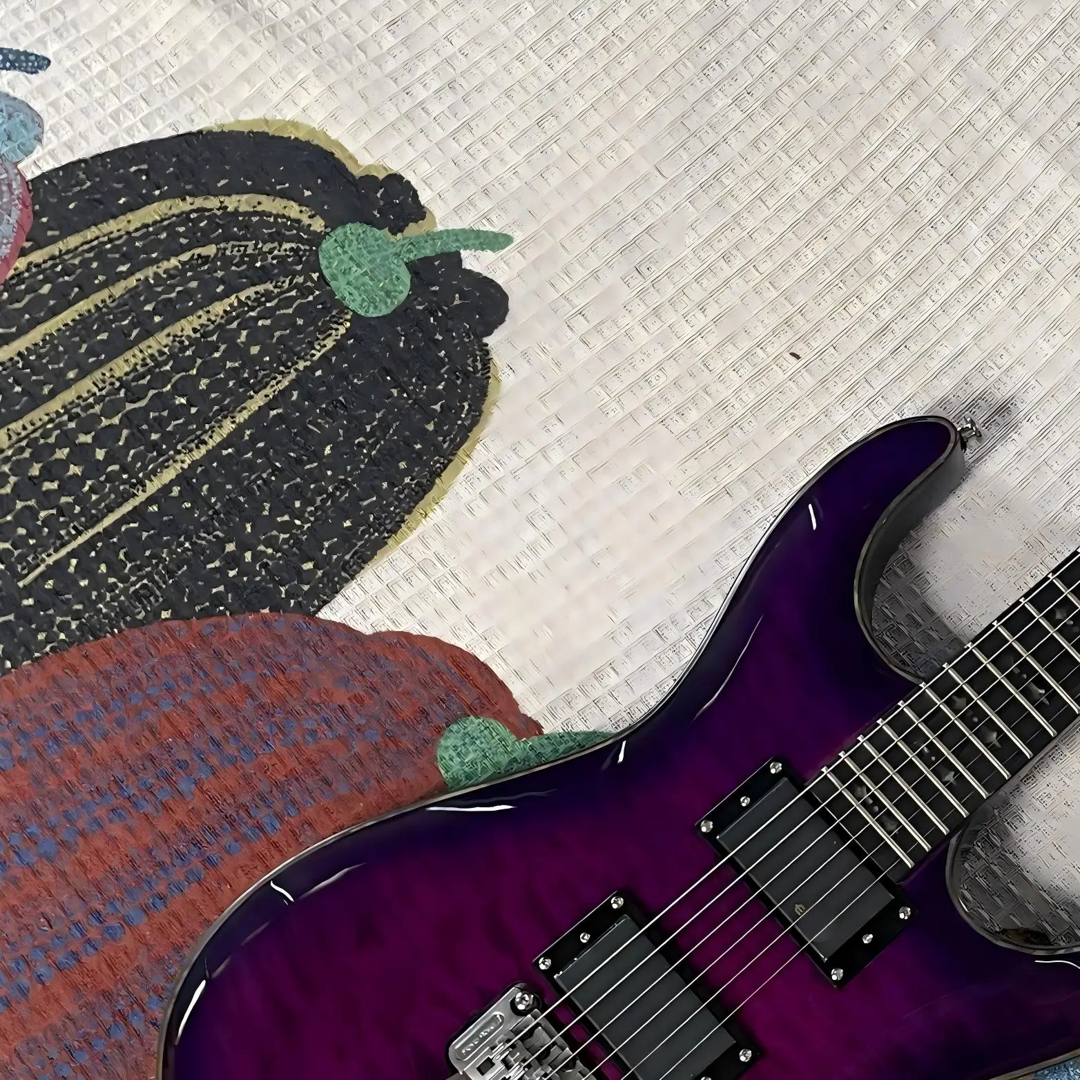 Trans Purple Quilt Maple Electric Guitar, HH Pickups, Double Locking Tremolo, Star Inlays, Chrome Hardware, 24 Frets