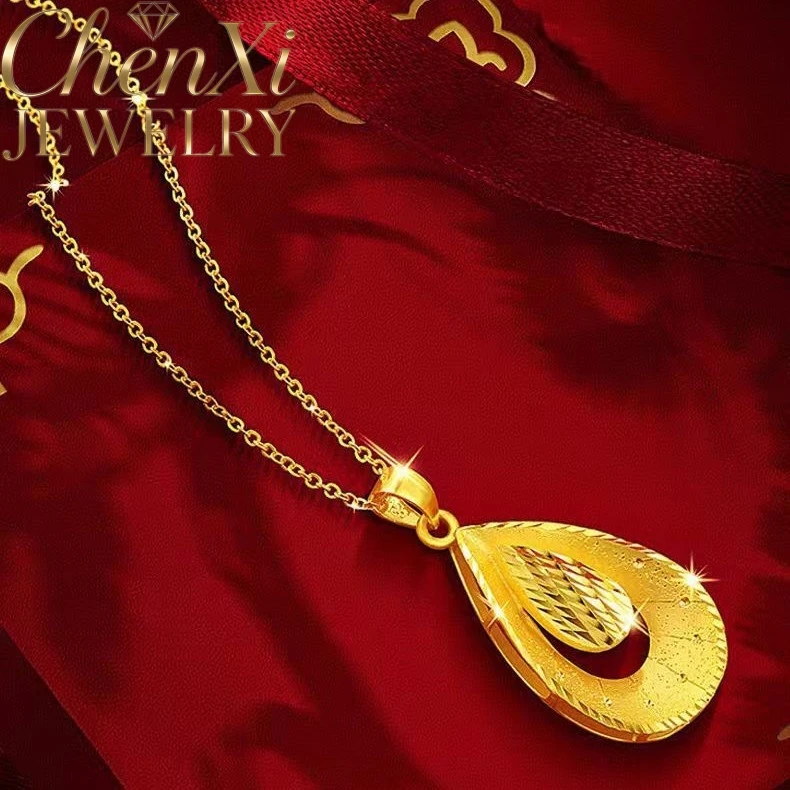 

High-End Sand Gold Water Drop Windmill Flower Hollowed-Out Pendant Luxury Quality Fashion Fine Jewelry Exquisite Elegant Popular