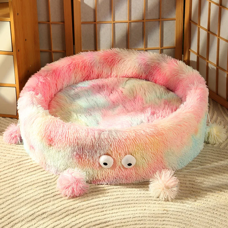 Cat nest winter thickened long fluff warm kennel explosion cute eye little monster fluffy