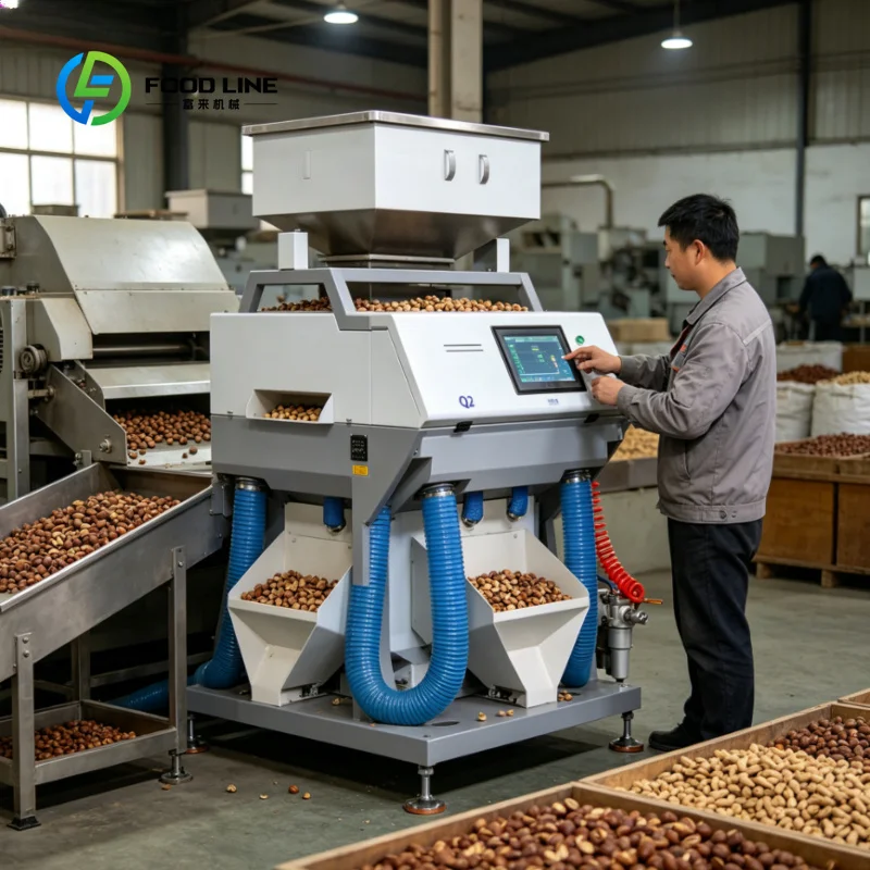 Customized Q2 Double Chute Peanuts Color Sorter Machine Optical Color Sorter for Nuts Color Sorting Machine