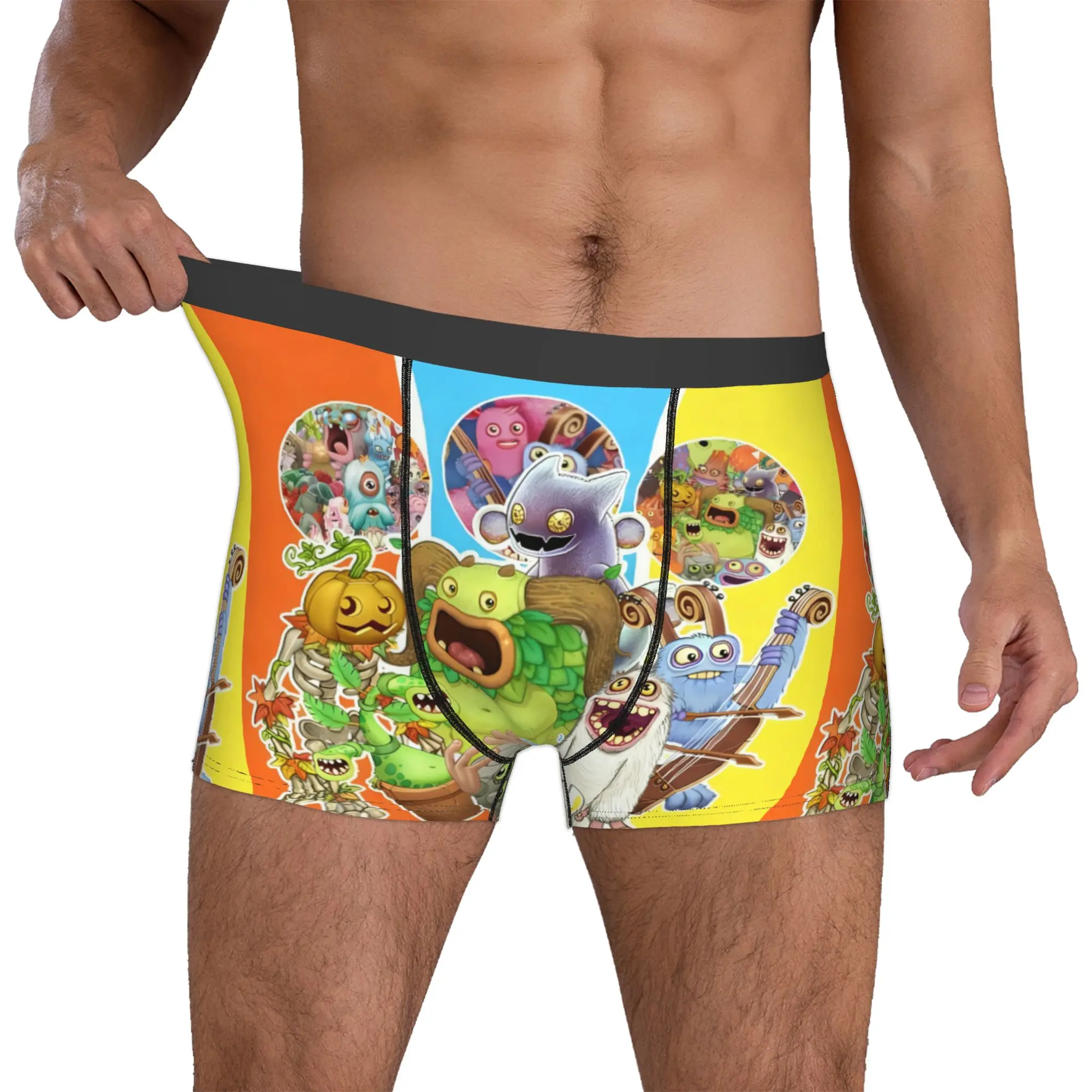 Calzoncillos bóxer personalizados con estampado 3D de monstruos de dibujos animados y mangas, para hombre, ropa interior elástica.