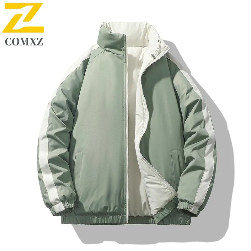 COMXZ عبر الحدود أسفل القطن الرجال الشتاء عكسها الوقوف طوق القطن سميكة مبطن حجم كبير كتلة اللون زوجين البخاخ العصرية