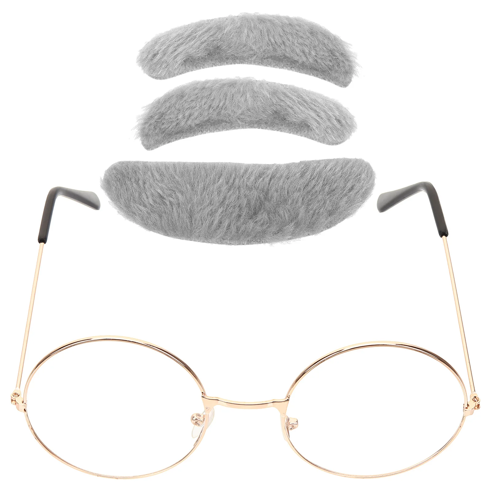 1 Juego de gafas para cejas con bigote falso, disfraz de anciano, traje de vestir para abuelo para Halloween, Cosplay, 100 días de escuela