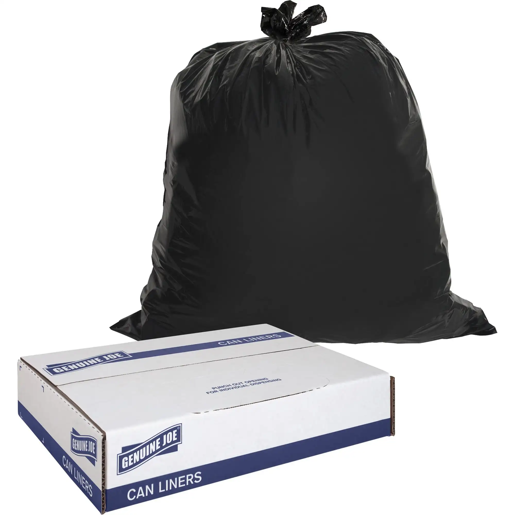 

Genuine Joe Heavy-Duty Trash Can Liners - Large Size - 45 Gal - 39 Width X 46 Length X 1.50 Mil (38 Micron) Thickness - Low Den