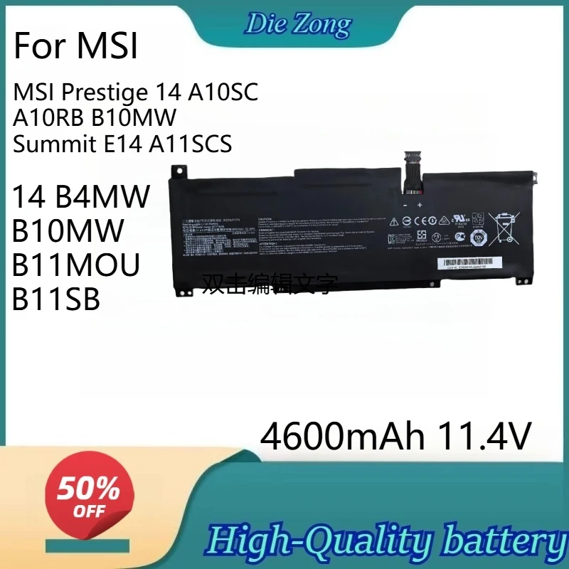 

Бесплатная доставка 11.4V 4600mAh BTY-M49 для MSI Prestige 14 A10SC A10RB B10MW/Summit E14 A11SCS/moderne 14 B4MW B10MW B11MOU B11SB