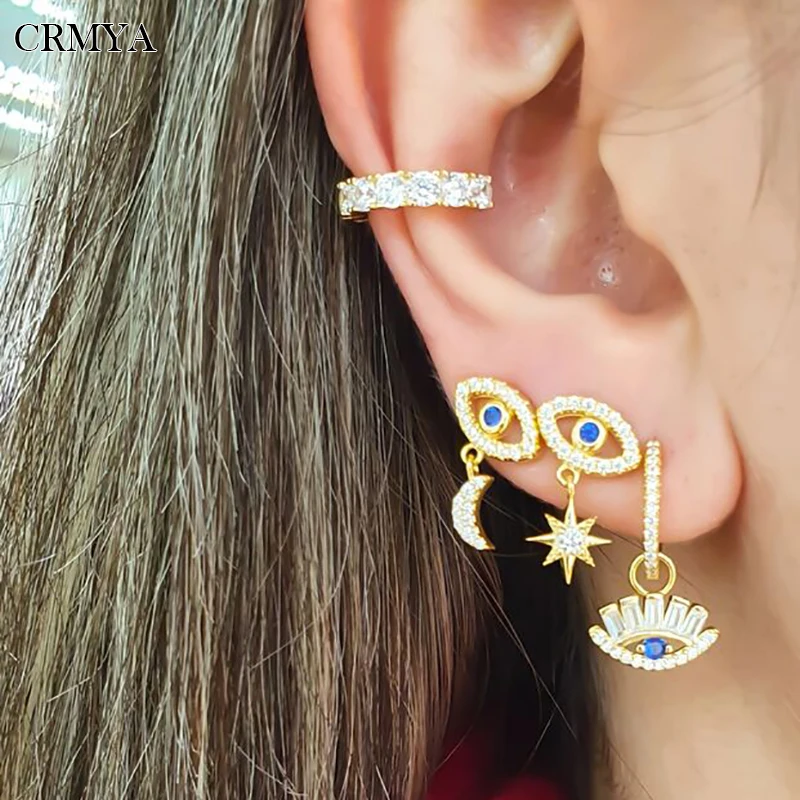 CRMYA Gold Silver Filled Dangle Earrings For Women Vintage Piercing CZ Zircon Drop Earrings 2022 Women Jewelry Wholesale