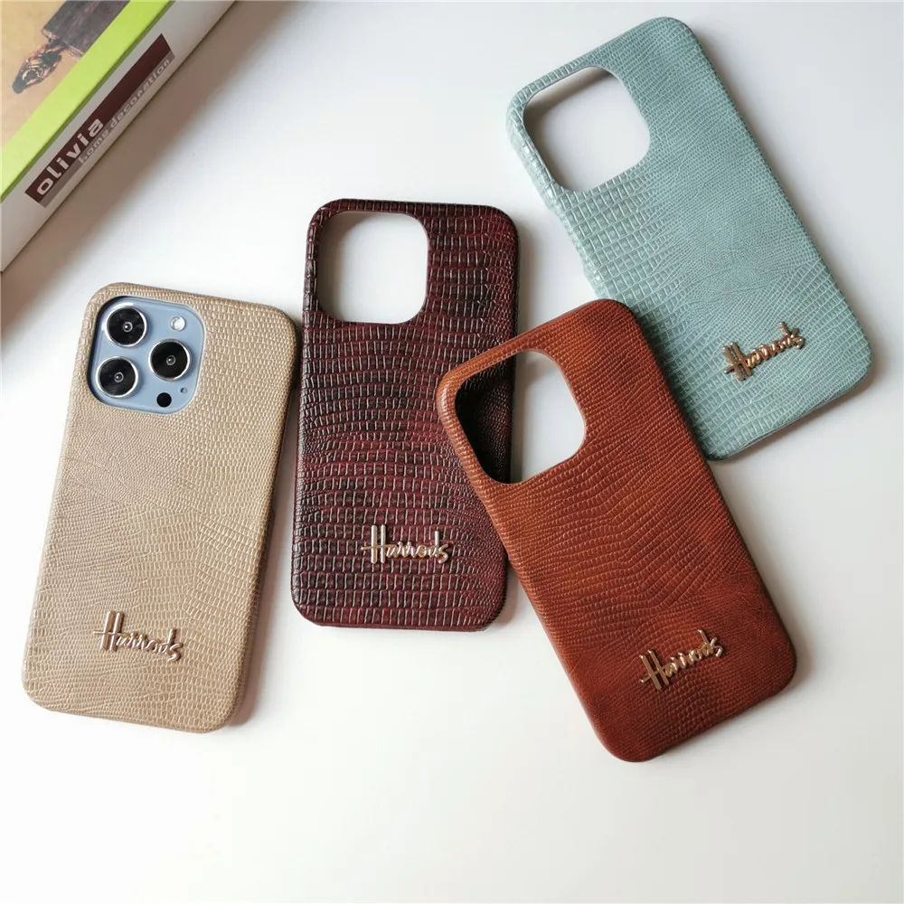 Luxury Business Lizard Skin Pattern Couple Hard Case For Iphone 16 14 15 11 12 13 Pro Max 7 8 Plus Xr X Xs Leather Cover Fundas 