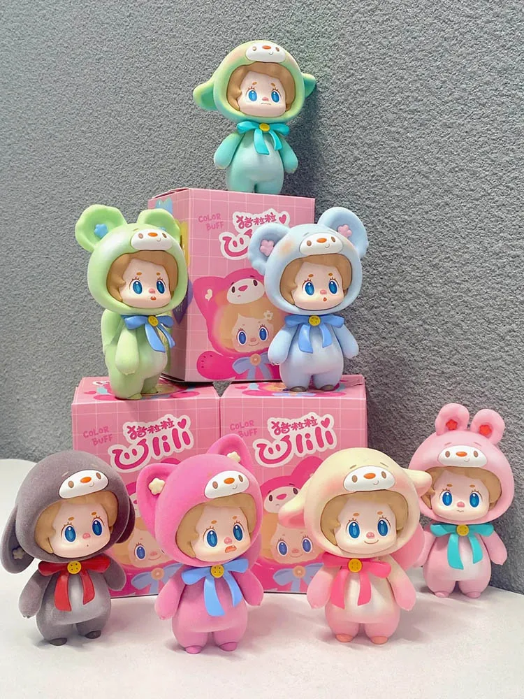 

Zhulili Flocking Series слепая коробка милая кавайная фигурка Коллекционный декор для стола мини-статуя свиньи игрушка в подарок для девочек