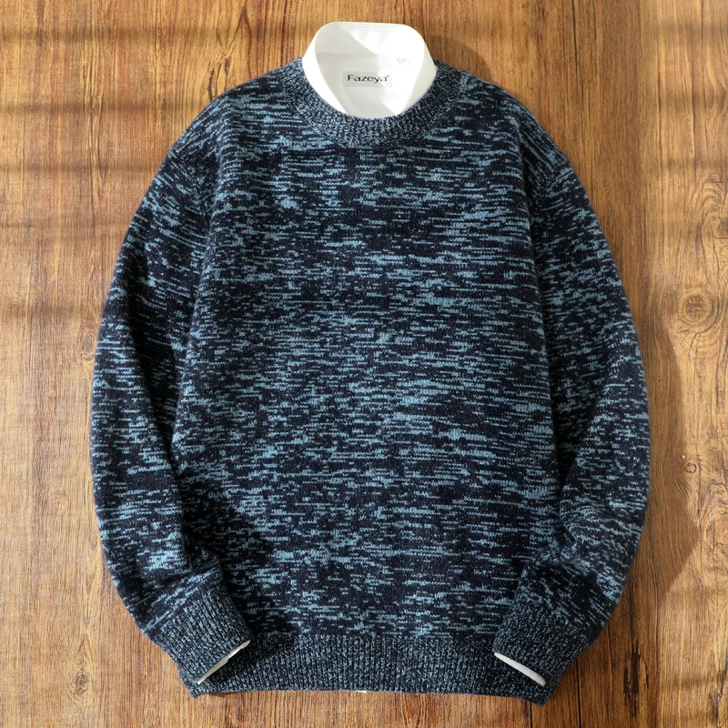 

Высококачественный мужской свитер из 100% кашемира, деловой повседневный, с 5-точечной вязкой, толстый, люксовый бренд, модный уличный стиль