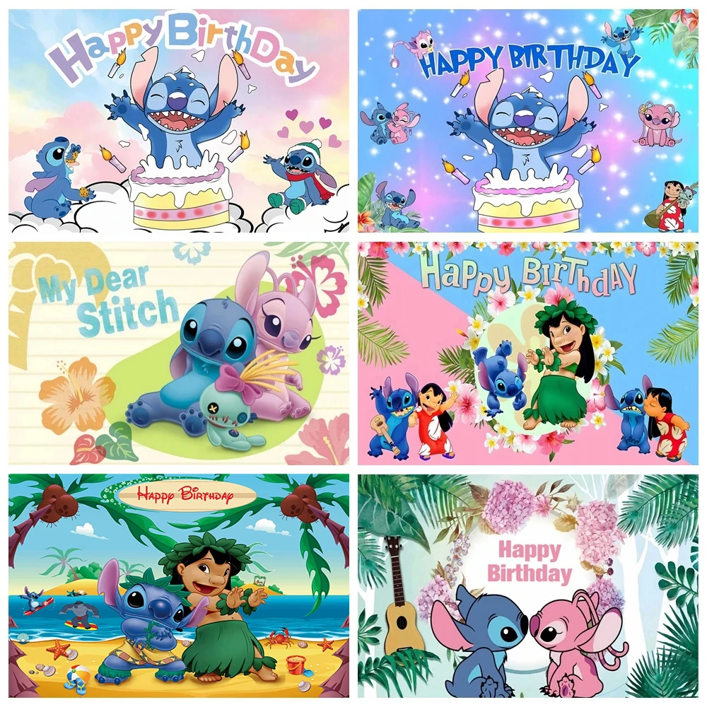 Disney Lilo Stitch Party Kulissen Kinder alles Gute zum Geburtstag Dekoration fotografischen Hintergrund Dekorationen benutzer definierte Dekor Banner