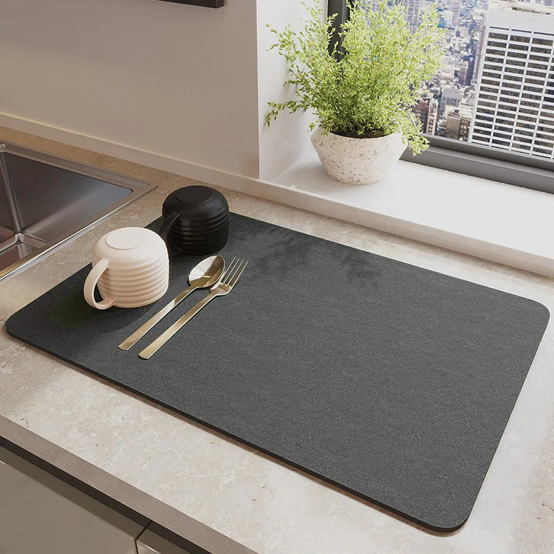 Kitchen Countertop Absorbent Mat Bar Cup Drying Pad Dish Drying Rack Coffee Machine Heat Insulation Pad
