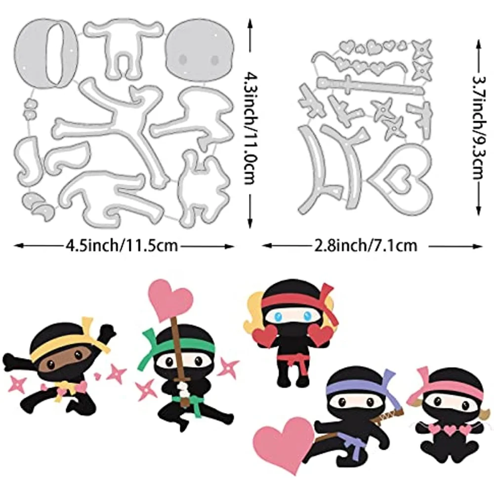 2 Styles Valentine's Day Ninja Cutting Dies Human Heart Pattern Metal Die Cuts Stencils for DIY Scrapbooking Photo Album Decor