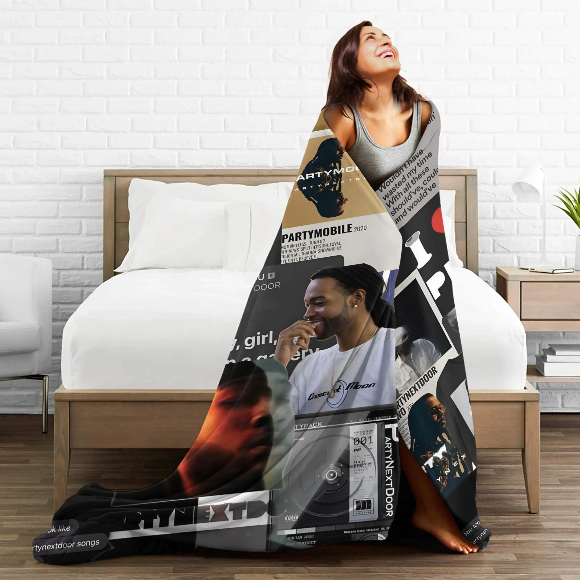 Customize PARTYNEXTDOOR Theme 2 Ultra-Soft Flannel Blanket, Warm And Cozy Living Room Throw, Stylish And Convenient, All-Season