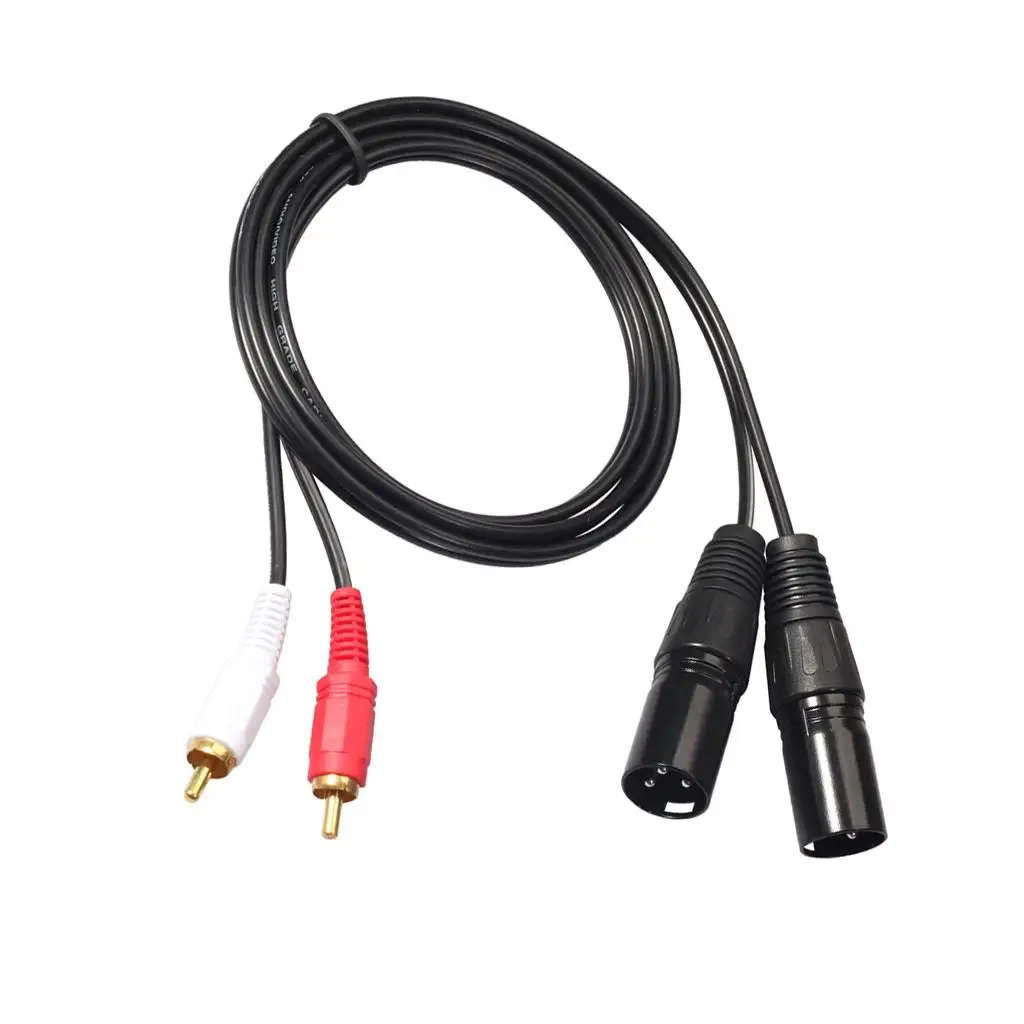 2 XLR Male Plug To 2 X Phono Phonos RCA Plug Cable Adaptor Adapter