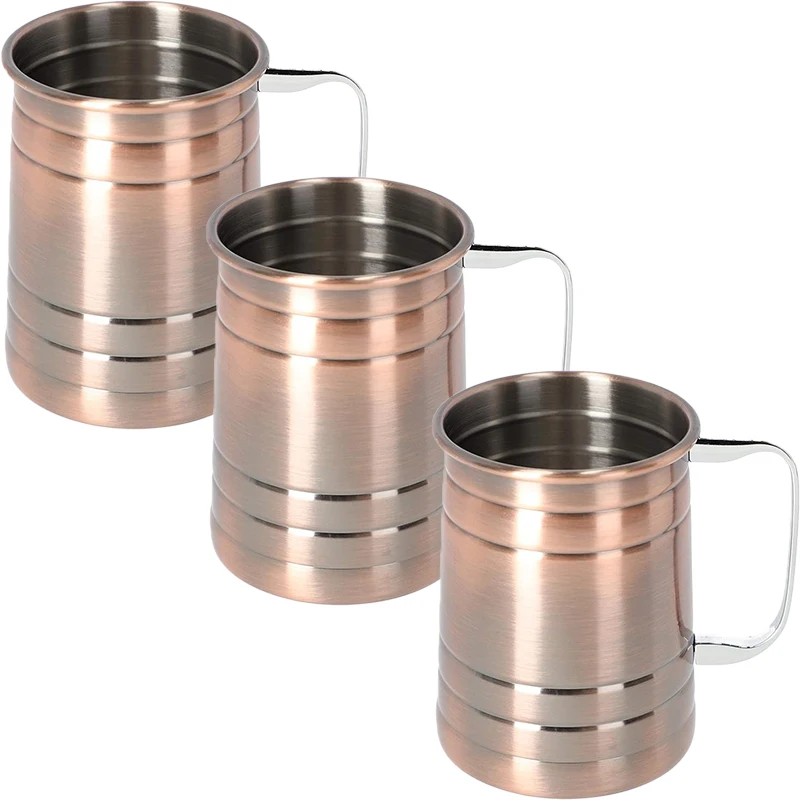 3Pcs New 400ml 16.0oz Copper Moscow Mule Mug Durable Coppery Beer Mugs Coffee Mug Milk Cup Pure Copper Cup Drinkware