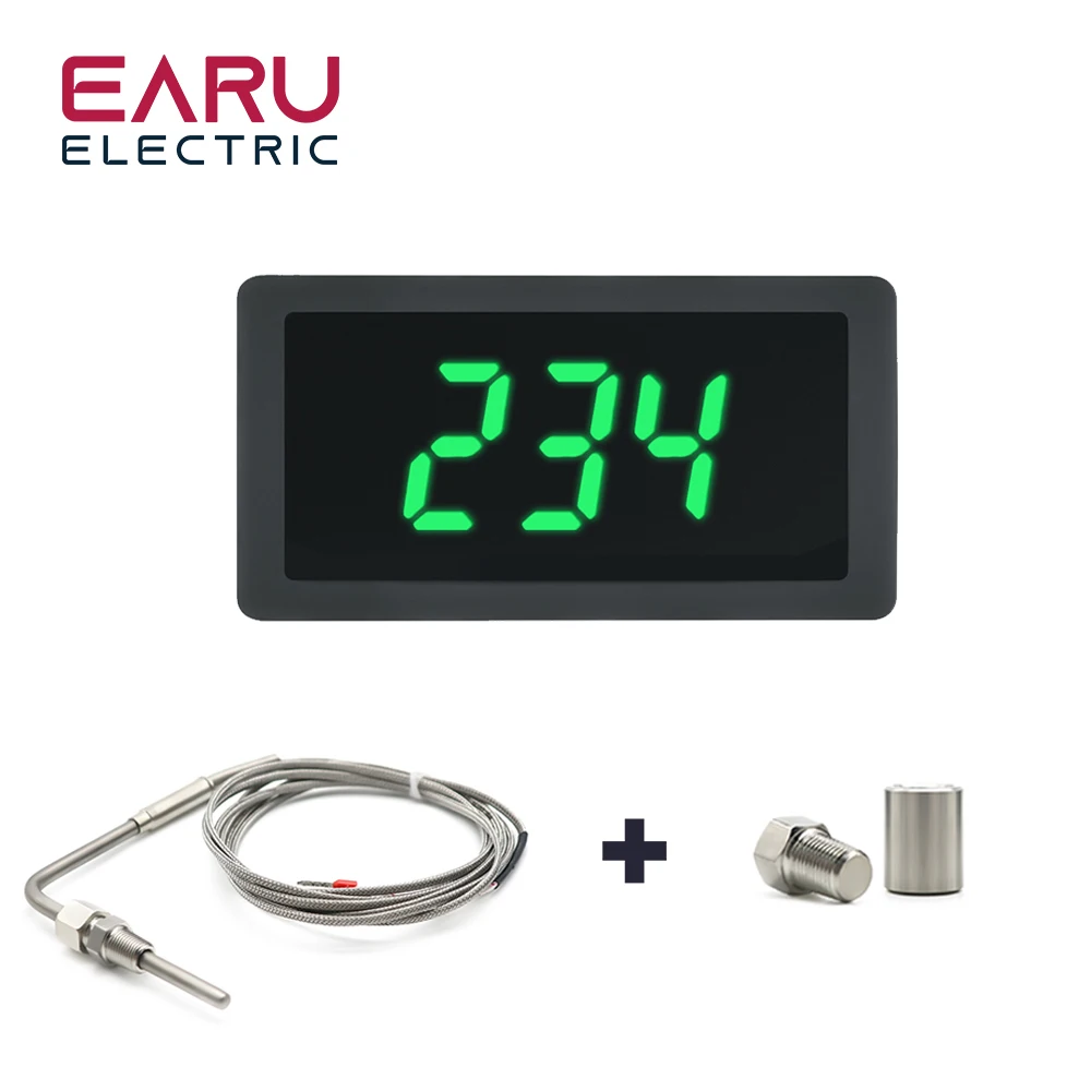 Red Green Blue LED Gauge with EGT Temperature Sensors & Weld Bund Combo Kit in Fahrenheit Celsius Adjustable Universal Use PT100