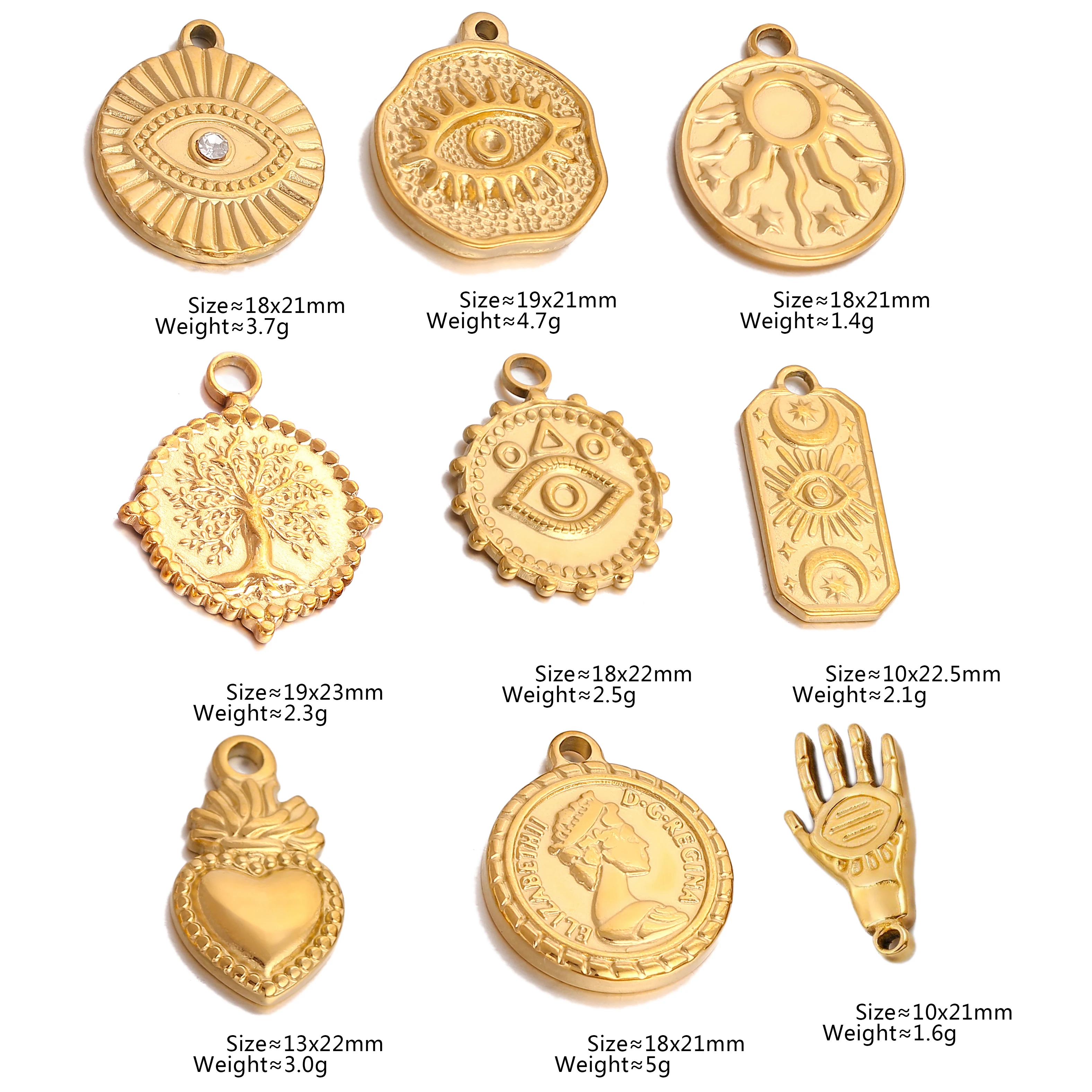 3Pcs/Lot Heart/Tree of life/Eyes/Virgin Mary Charms For Jewelry Making Stainless Steel Pendants DIY Religious Necklaces Bracelet - Image 3