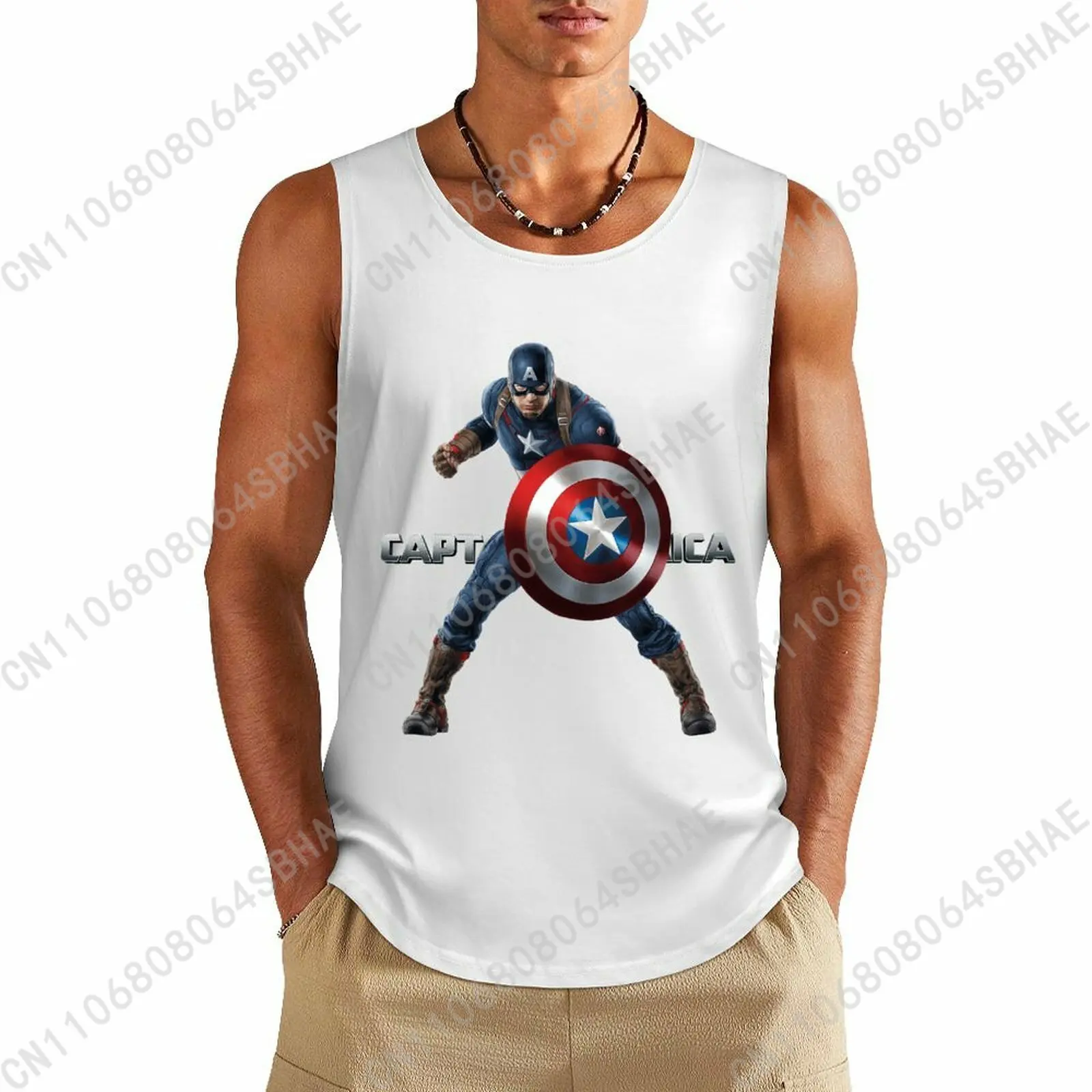 

Marvel Captain America Custom Pattern Mens Cotton Tank Top Cotton Sleeveless Shirt Men Undershirt Personalized Gifts Cosplay