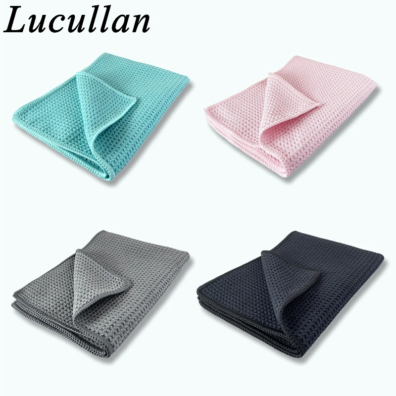 Lucullan-Toalla de secado de microfibra con imán de agua, diseño de tejido de gofre para limpieza de pantalla de pintura de vidrio de coche, cuidado