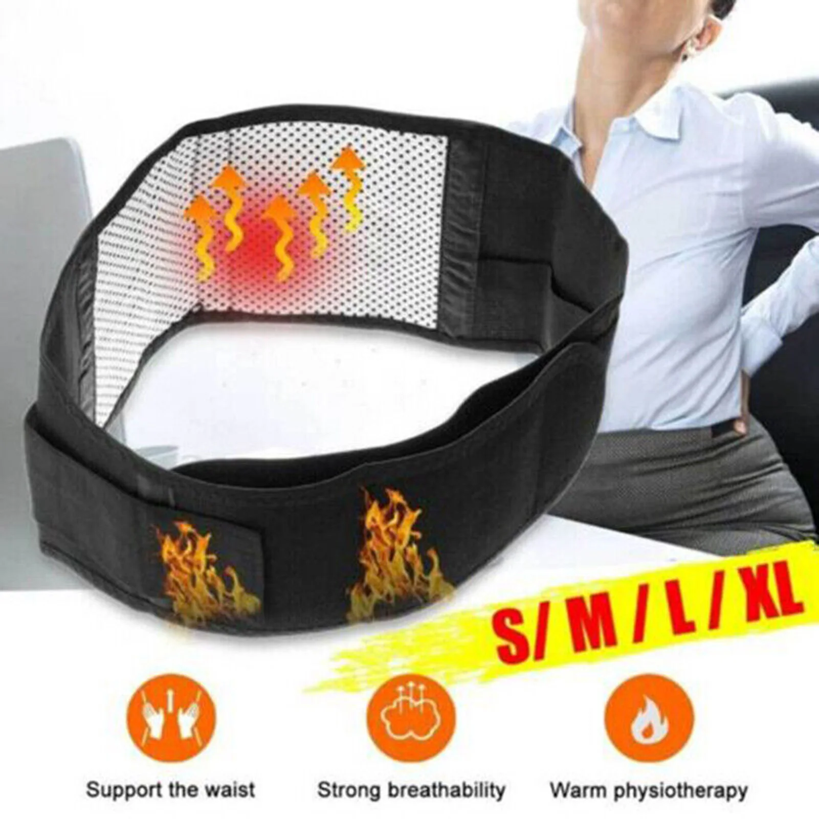 Self-Heating Lumbar Waist Strap Adjustable Protective Waist Wraps for Back Lower Back Lumbar Pain Relief SNO88